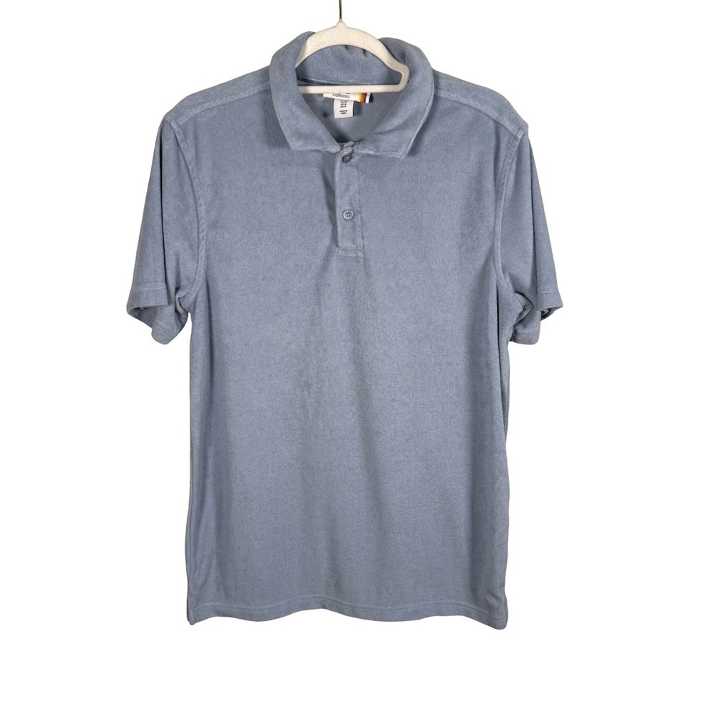 C&C California Light Blue Terry Polo Shirt Size M Resortwear Beach Minimalist